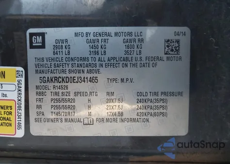 2014 Buick Enclave Premium from USA, damaged, VIN 5GAKRCKD0EJ341465